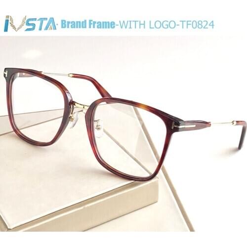 IVSTA TF0824 with Logo Top Quality Big Glasses Men Oversized Acetate Luxury Brand Designer with Box Retro Myopia Glasses Square
