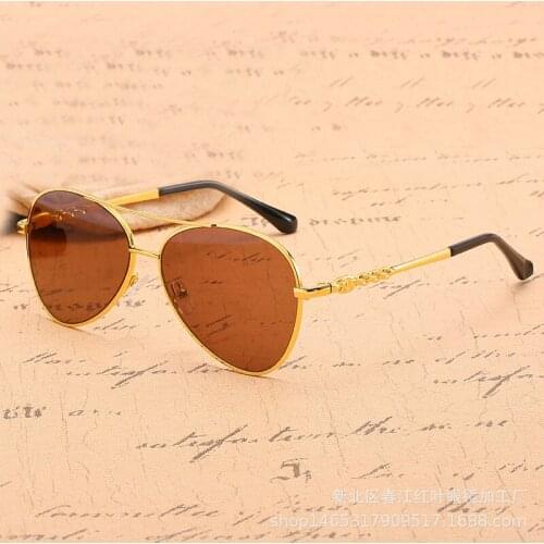 American Aviation Pilot Sun Glasses Man Natural Crystal Stone Sunglasses Glass Tea Lens Woman Vintage Anti Scratch