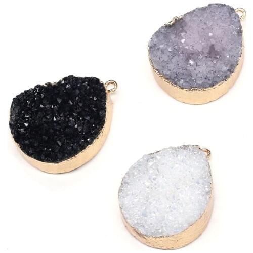 Natural Stone Pendants Water Drop Shape Crystal Bud Charms for Jewelry Making DIY Bracelet Necklace Accessories Earrng 25x35mm