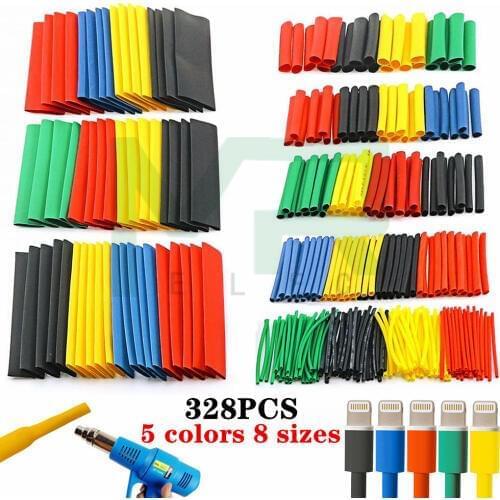 127/328/530PCS Heat Shrink Tubing Polyolefin Electrical Wrap Wire Cable Sleeves PE Insulation 2:1Shrinkable Tube Assortment Kit