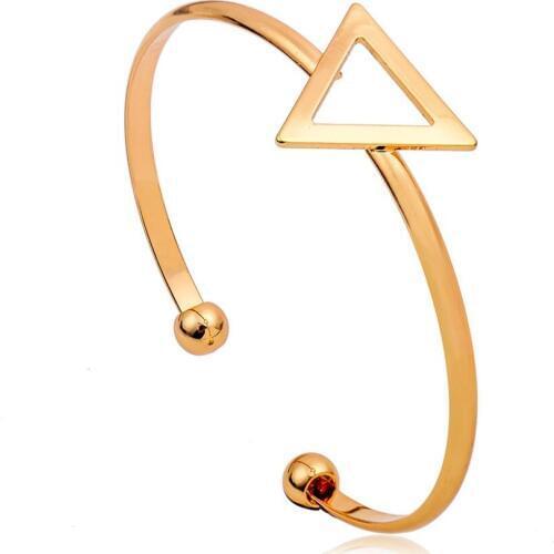 Hollow Triangle Simple Silver Plated Golden Black Opening Adjustable Metallic Bracelets & Bangles for Women