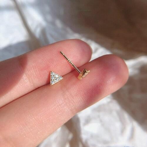 2021 Hot Sale Triangle Earrings Women Simple Mini Geometric Earrings Shiny Zircon Earrings Wholesale