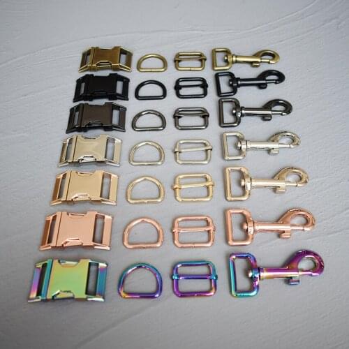 10 Sets 25mm Webbing Metal Hardware Strap Slider D Ring Release Belt Buckle For Pet Dog Collar Paracord Sewing Accessory 25-4s