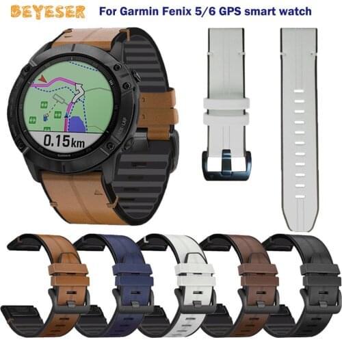 22 26mm Quickfit Watch Strap For Garmin Fenix 6 6X Pro 5X 5 Plus 3HR 935 945 S60 Watchband Genuine Leather Bracelet Wristband
