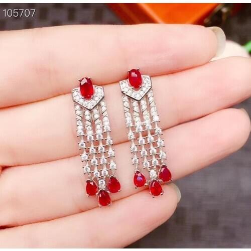 The best gift for Anniversary Natural Ruby Earring 925 sterling silver Fine jewelry For men women Earring