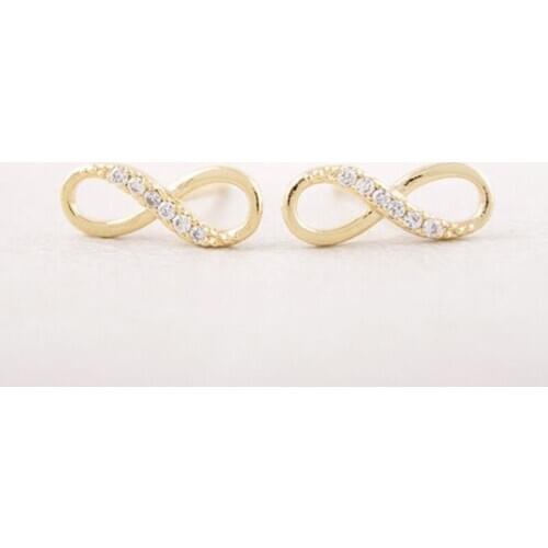 1 pair/size 8 earrings symbolizing eternal love,fashionable zircon infinity earrings, 3 colors, good luck