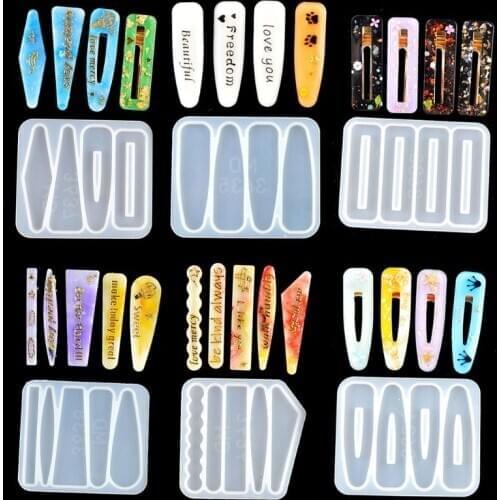Handmade Barrettes Silicone Epoxy Resin Molds DIY Hair Pin Acrylic Mold Alligator Hair Clip Molds Jewelry Making Tools