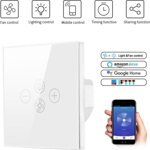 Tuya Wifi Fan Light Switch, Smart Ceiling Fan Lamp Switch Voice Timing Remote Control Work With Alexa Google Home Assistant
