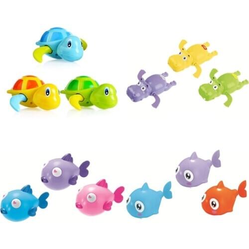 1PC Cute Cartoon Toddler Bath Toys Wind-Up Turtle Bathroom Baby Clockwork Animal Little Turtle Hippo Fish Shaped Swimming