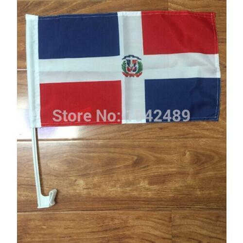 30x45CM Dominican window Car flag banner polyester Car decoration with flagpole Free Shipping