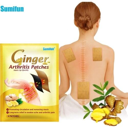 Sumifun 6pcs Ginger Detox Patch Arthritis Plaster Body Neck Knee Pad Pain Relief Oil Tendon Sheath Therapy Tenosynovitis Patch
