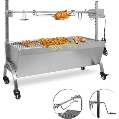 88lbs 35" Stainless Steel Roast Barbeque Spit Machine BBQ,Pork,Lamb,Goat,Chicken Spit Roaster,Rotisserie Spit