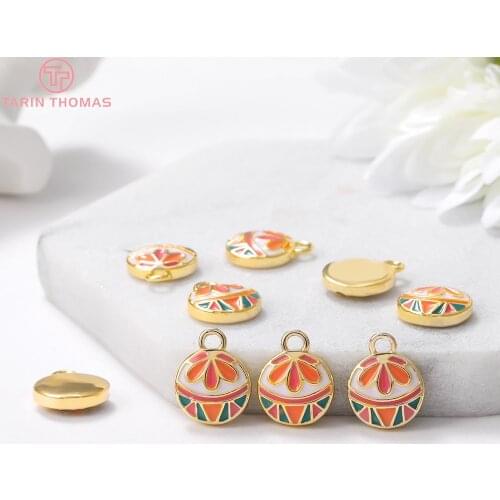 6PCS 11x14MM Hole 2MM 24K Gold Color Brass Dripping Oil Pendants Charms High Quality Diy Jewelry Findings Accessories