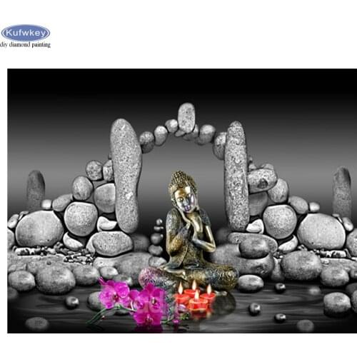 DIY Diamond Painting orchid black stones buddha zen diamond rhinestone picture Cross Stitch Diamond Embroidery Full Square