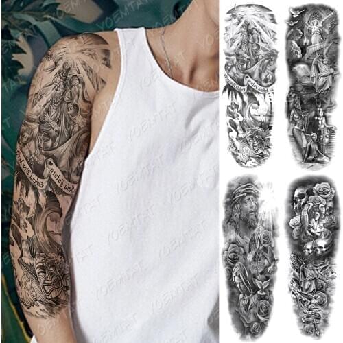 Large Arm Sleeve Tattoo Lucifer Angel Eagle Waterproof Temporary Tatto Sticker Hell Satan Body Art Full Fake Tatoo Women Men