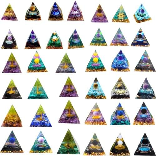 Boom Van Het Leven Orgonite Piramide Mold Amethist Peridot Healing Crystal Energie Orgone Pyramide Emf Living Room Decoration