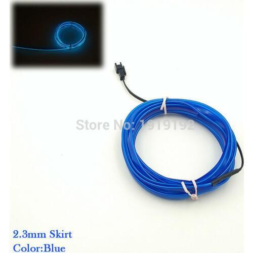 DC-12V 2.3mm-Skirt 5Meters EL Wire Tube Rope Cable Flexible Neon Cold Light For Motorbike,Car,Party Decoration with DC12V Driver