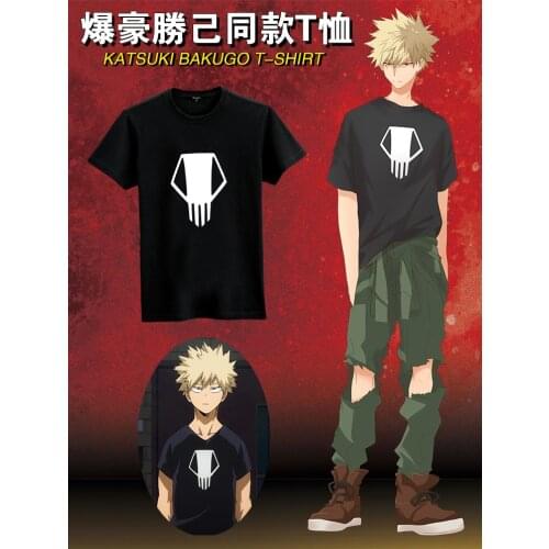 2019 Anime My Hero Academia Bakugou Katsuki Short-Sleeve T-shirt Street Style Clothing Cosplay Costume Unisex Fashion Daily Wear