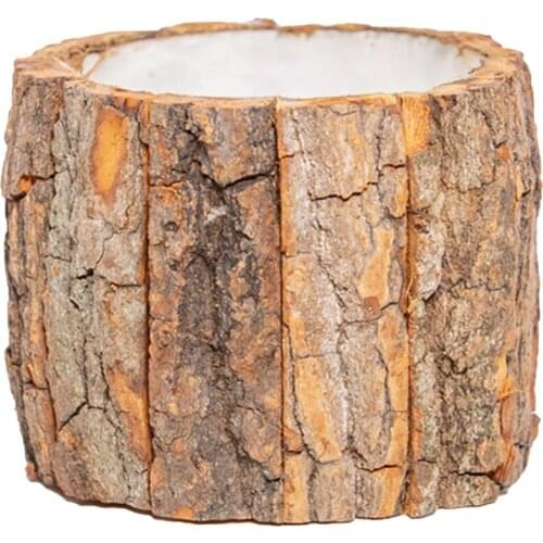 Pot Flower Basket For Succulents Plant With True Bark Tree Stump Planter House Garden Decoration Ornament Outdoor Farmhouse Pot