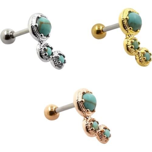 JHJT 316L Surgical Stainless Steel Cartilage Earrings Tragus Helix Piercing 16 Gauges Ear Studs Piercing