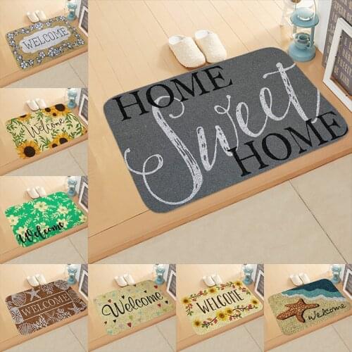 Welcome Letter Print Doormats Rectangle Non-Slip Door Mat Bedroom Kitchen Entrance Print Door Mats Rug Floor Mats Home Decor