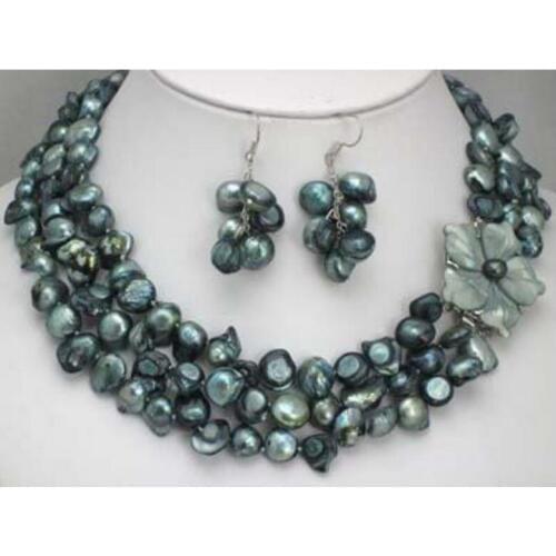 Beautiful real pearl necklace match shell clasp earring