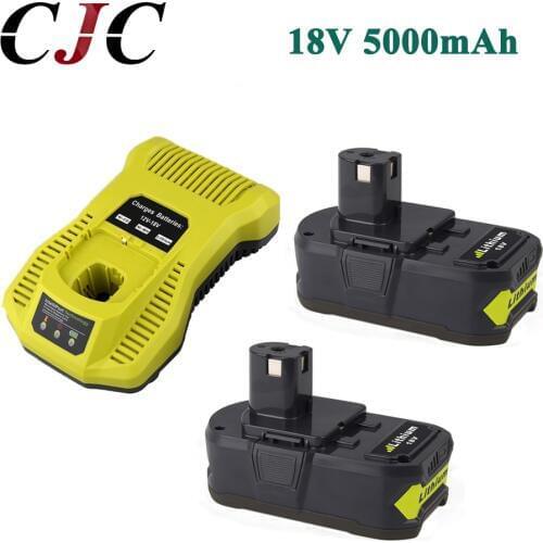 2x 18V 5000mAh Li-Ion Rechargeable Battery For Ryobi P108 RB18L40 P2000 P310 For Ryobi For ONE+ BIW180 With 12-18V Charger