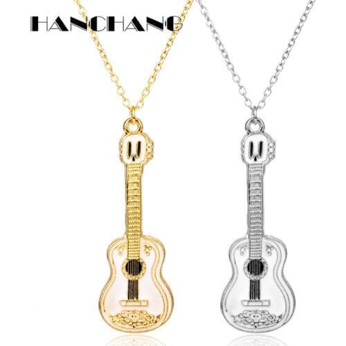 Fashion Cool Jewelry Guitar Pendant Necklace Punk Women Man Charm Necklace Music Fans Best Friends Gifts