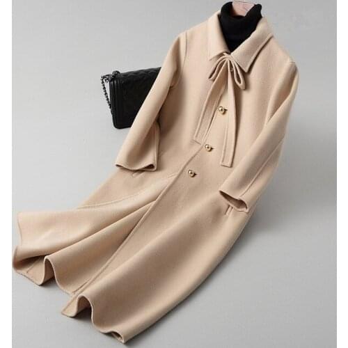 Fad New Autumn Winter Wool Coat Elegant Feminine Coat Cashmere Warm Female Double-sided Long Coats Jacket A029