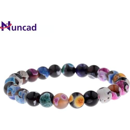 NUNCAD Volcanic Stone Bracelet Colorful Seven Chakras Energy Yoga Beads Stone Volcanic Stone Beaded Hand Good Quality
