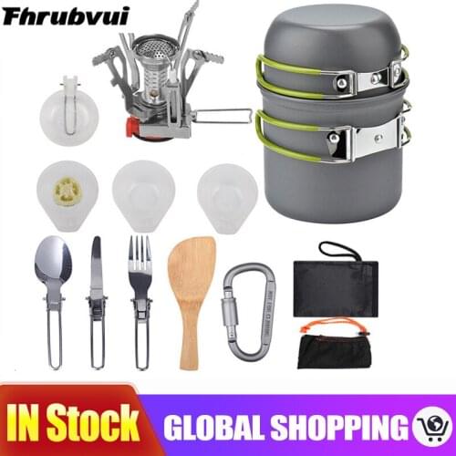 Camping Cooking Pots Picnic Cookware Set Outdoor Portable Camping Pot Wild Picnic Barbecue Tableware Pot Travel 1-2 People