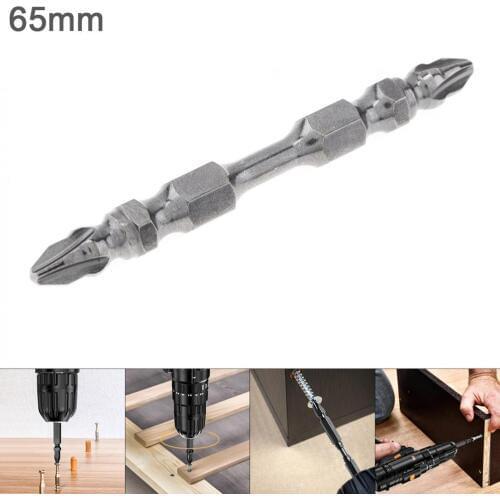 1/4" Screwdriver Bit PH2 65mm S2 Hardness Magnetic Electric Screwdriver with Phillips Screw and Double Head for Drill Hole