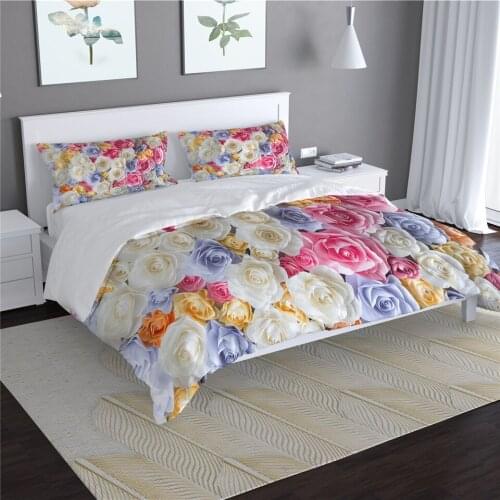 3D Printed Rose Flower Bed Set Luxury Duvet Cover Set Beautiful Colorful Bed Linen For Girl Woman Beddings Drop Ship