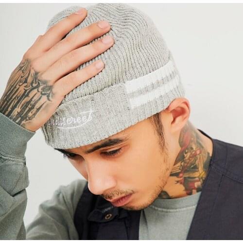 Hip Hop Wool Double Thick Knit Hats For Women Men Autumn Winter Warm Cap Knitted Caps Beanie Hat Skullies With Black /Gray