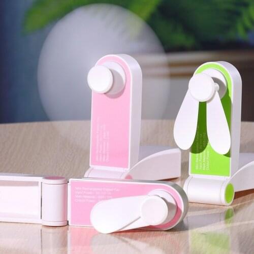 Usb Portable Mini Foldable Fan Rechargeable Household Electric Stand Cooler Creative Electrical Desktop Decoration Fan Storage