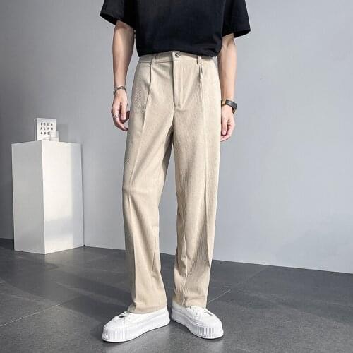 Corduroy Pants Men Loose Casual Straight Wide Leg Suit Pant Male Korean Chic Streetwear Fashion Vintage Pants Long Trousers
