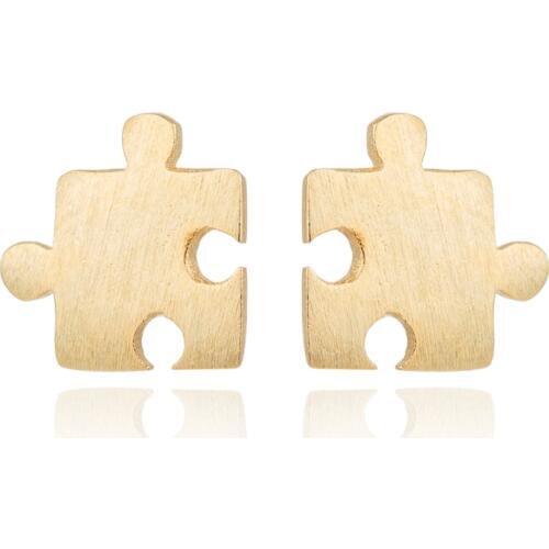 Shuangshuo Vintage Puzzle Toys Stud Earrings for Women Brushed Puzzle Earring Geometric Earings Fashion Jewelry Earing oorbellen