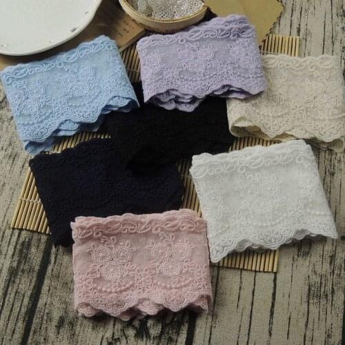 1Yard 91cm Embroidery Pink Lace Fabric Trim 7.7cm White Lace Ribbon DIY Sewing Clothing Trimmings Guipure Accessories encaje L62