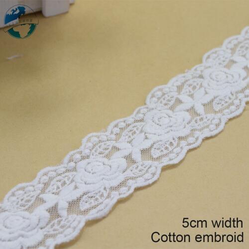 10yards 5cm Cotton embroid lace sewing ribbon guipure lace fabric trim warp knitting DIY Garment Accessories african lace#3067