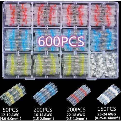 100/600PCS Thermal Shrinkage Electrical Car Wires Connector Solder Extrusion Terminals Block Cable Termination Wireway Clamping