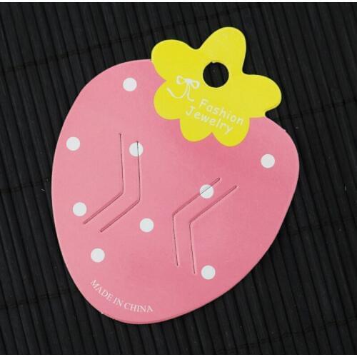 100pcs 6.3*8.5cm Cute Strawberry Jewelry Cardboard Shape Paper Kids Hair Clip Card Hairpin Barrette Jewelry Display Cards