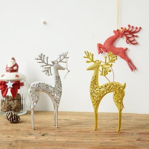 3Pcs/lot Christmas Elk Xmas Tree Pendant Ornaments For Home Christmas Party New Year Decorations DIY Craft Kids Gifts