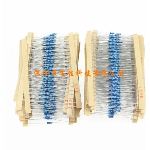 3120pcs 156 Resistance × 20pcs Each (1 Ohm-10M)1% 1/4W Metal Film Resistance Set