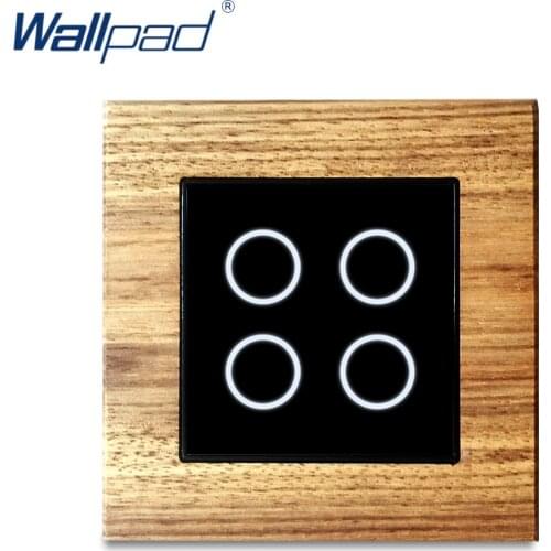 4 Gang 1 Way 2 Way Touch Switch With Blue LED Indicator Real Wood Panel Wallpad Wall Light Switch Interrupteur