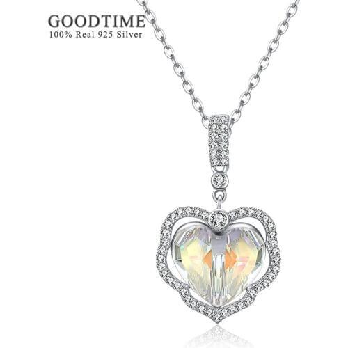 925 Sterling Silver Sparkling Heart Crystal Pendants Necklaces For Women Elegant Jewellery S925 Silver Necklaces Jewelry Gifts