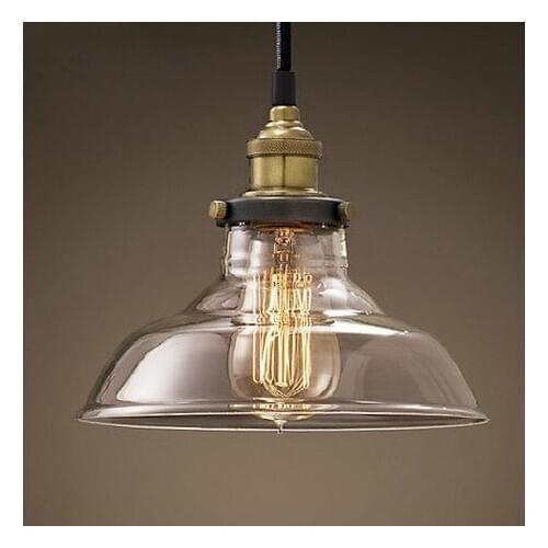 American Retro Vintage Pendant Lights Clear Glass Lampshade Loft Pendant Lamps E27 for Dinning Room kitchen lamp