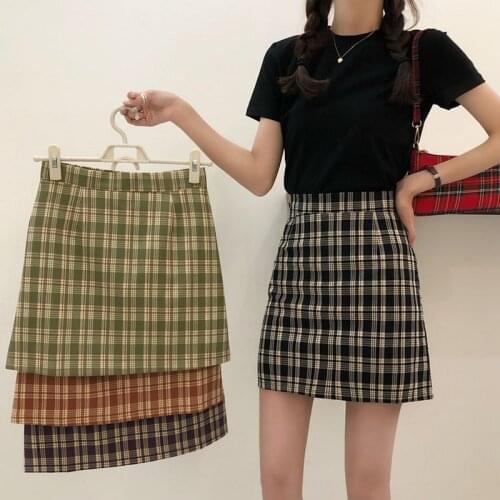 CANClO Plaid Pencil Skirts
