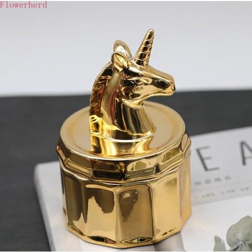 New Candle Tools Unicorn Candle Cup, Gold-plated Aroma Candle Ceramic Cup, Handmade Candle DIY Material Container Home Decors