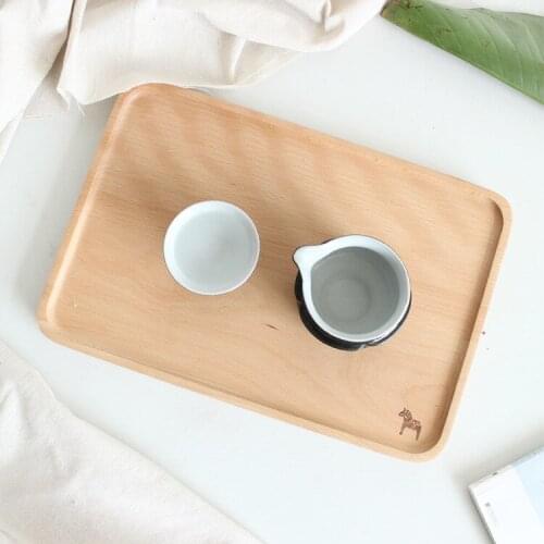 Wooden Rectangular Dinner Plate Beech Tray Solid Wood Breakfast Fruit Tea Tray Pizza Tray