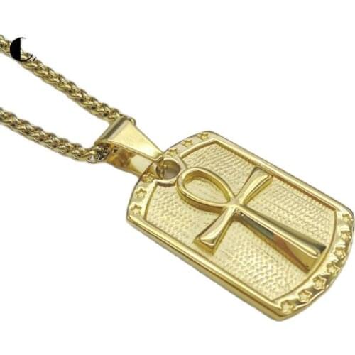 Egyptian life cross pendant necklace gold color stainless steel crux ansata necklace Egyptian jewelry amulet CARA0516